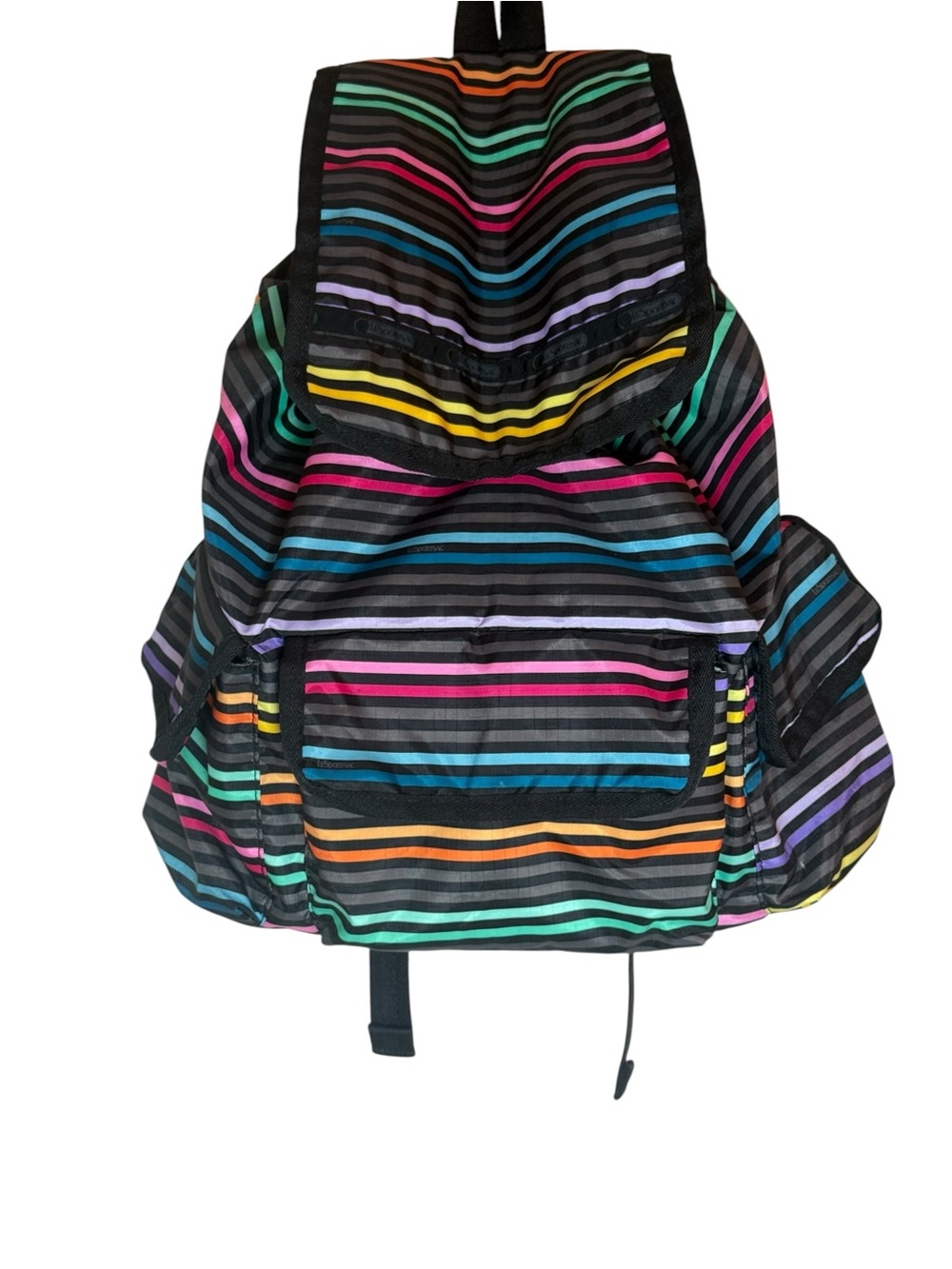 LeSportsac Voyager Backpack. Multicolor rainbow stripes